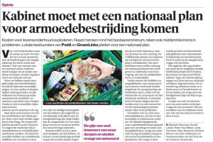 Kabinet moet met een nationaal plan voor armoedebestrijding komen